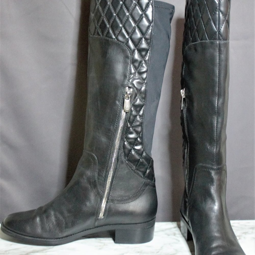 BLACK Adrienne Vittadini Tall Leather Boot